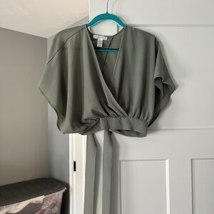Sage Green Wrap Blouse